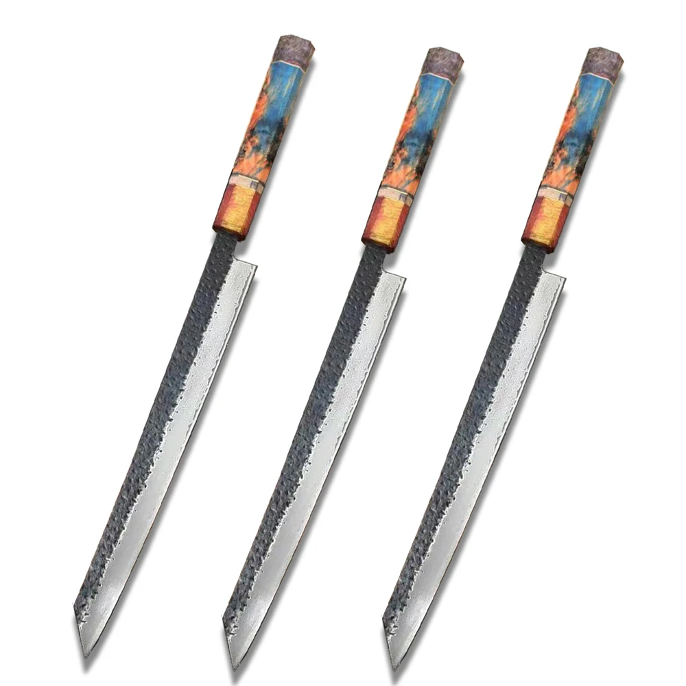 

Sashimi Knife Handmade Forged Damascus Steel Blade Chefs Cleaver Tynny Slicing Sushi Ham Kiritsuke Kitchen Knives Random Handle