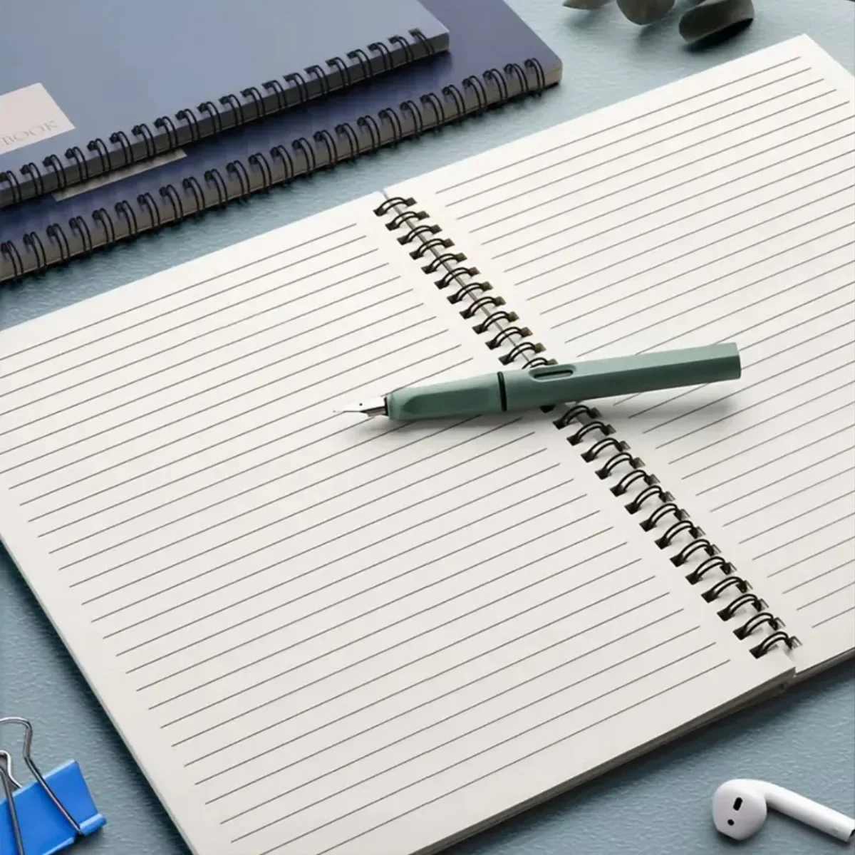 Set of 4 Simple Blue Coil Notebooks, 40 Sheets Each