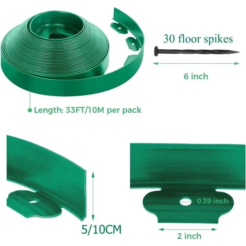 10M Flexible PVC Garden Edging With 30 Spiked Anchors Heavy Duty Lawn Border Kit Weather Resistant Landscape Tool_voghion.com