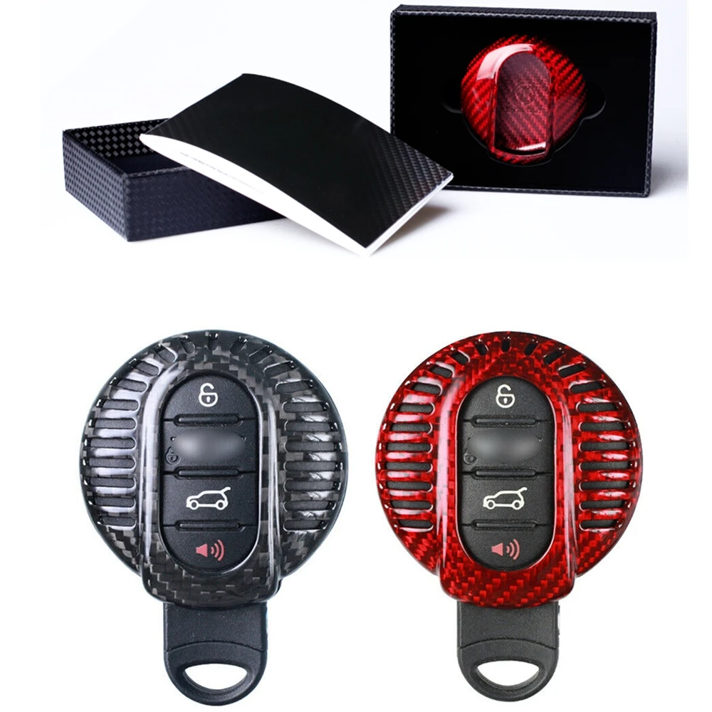 

For BMW Mini F54 F56 F55 F57 F60 Auto Remote Smart Key Fob Shell Cover Real Carbon Fiber Black/Red Cap