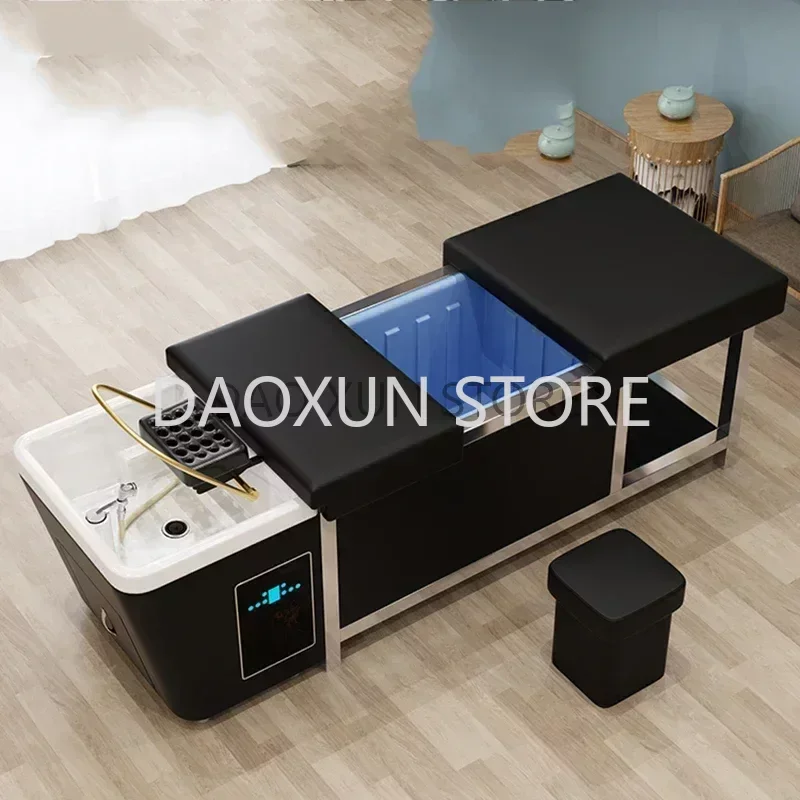 Head Spa Hair Washing Bed Luxury Makeup Lounge Fumigation Water Tank Shampoo Chair Salon Lettino Massaggio Furniture MQ50SC