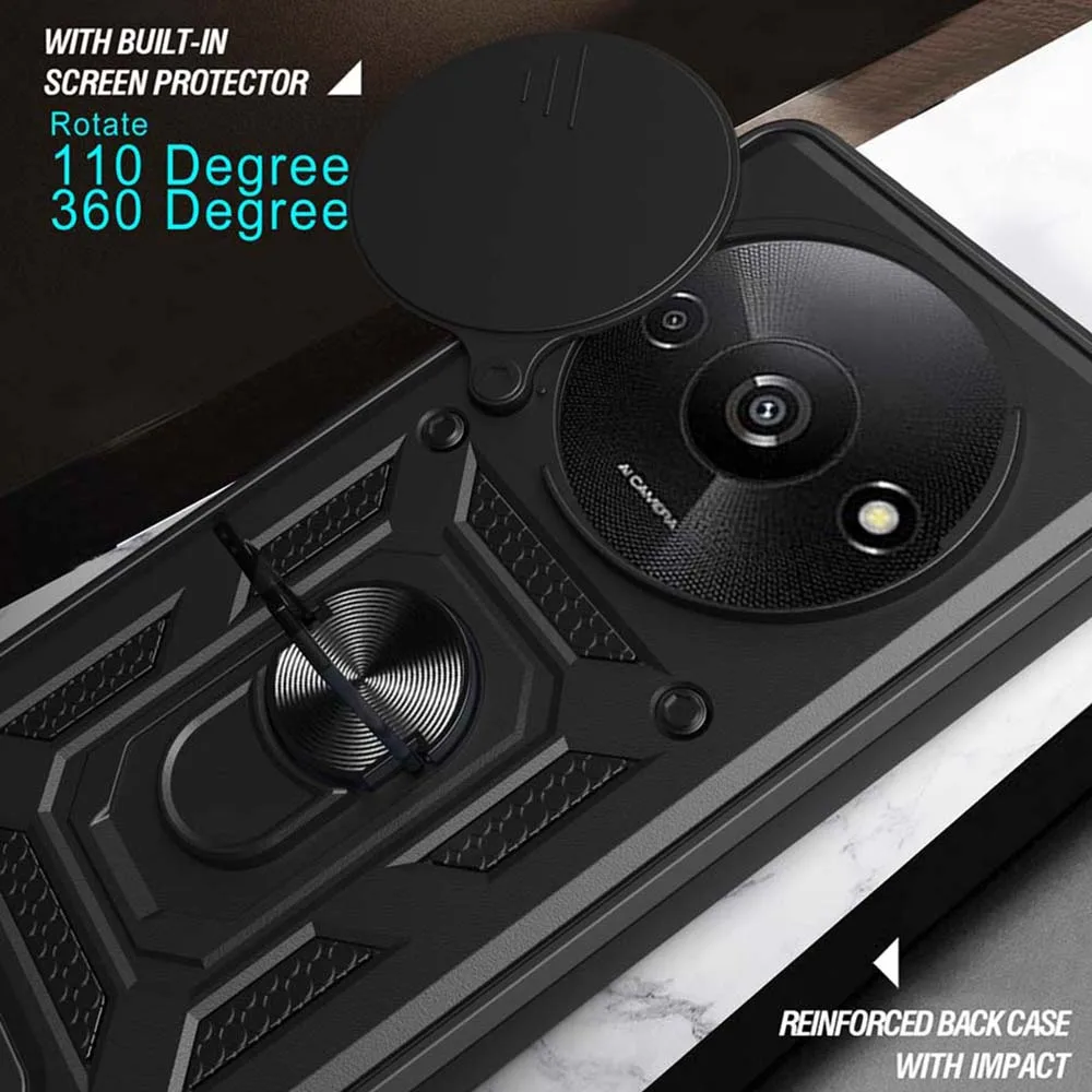 Durable Shockproof Armor Case with Magnetic Holder and Ring Stand