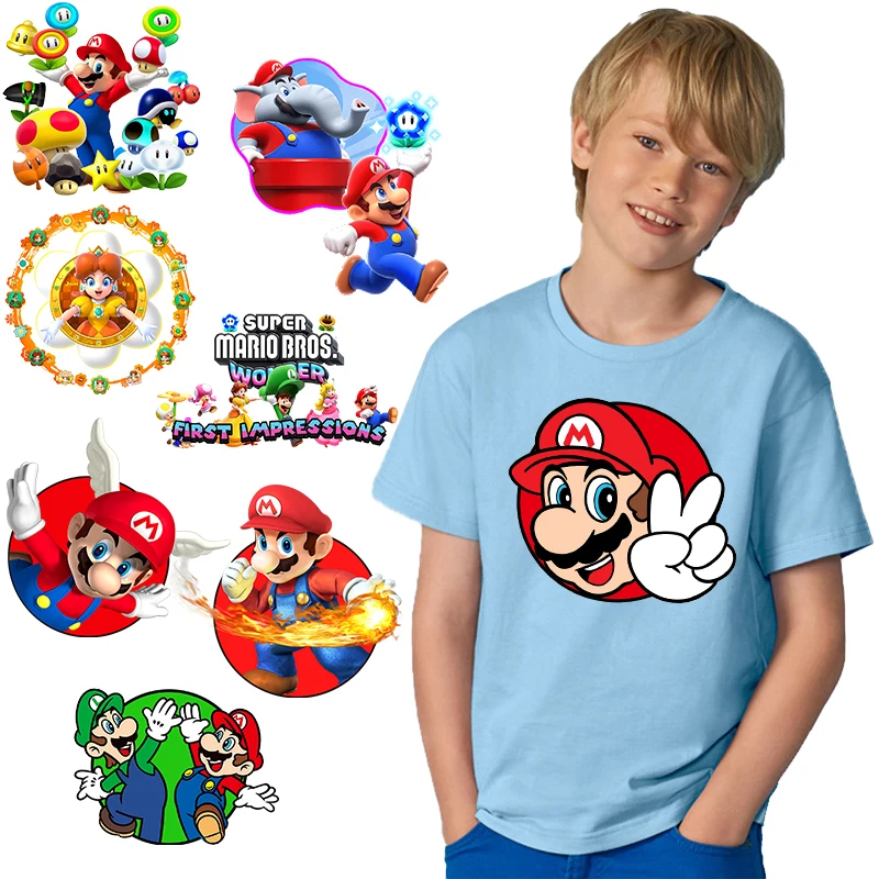 New Super Mario Bros Iron On Patch Sticker Personalizzazione Stitch Patch Abbigliamento T-Shirt Kawaii Cartoon Anime Cute Fashion Gifts
