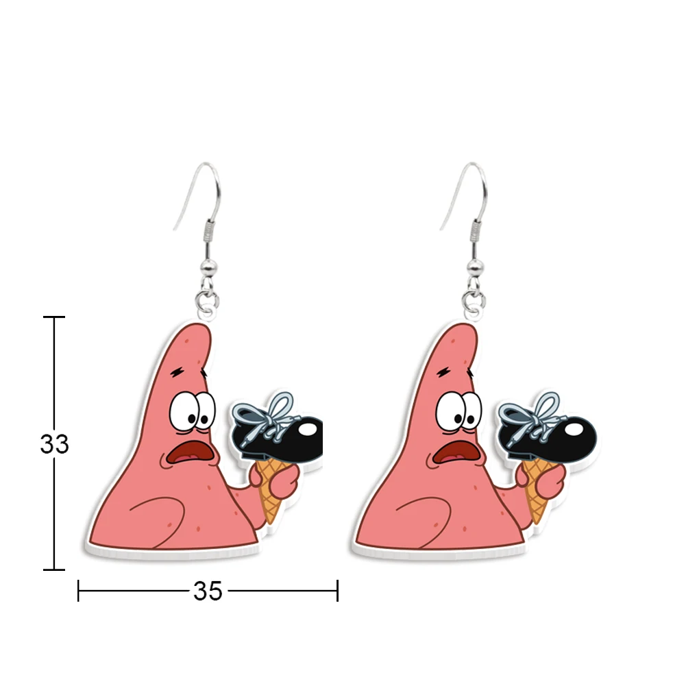 Famous Anime Hook Drop Earrings Movie Earring Cartoon Spongebob Acrylic Earrings Handmade Jewelry Epoxy Resin Fish Hook Earring 3