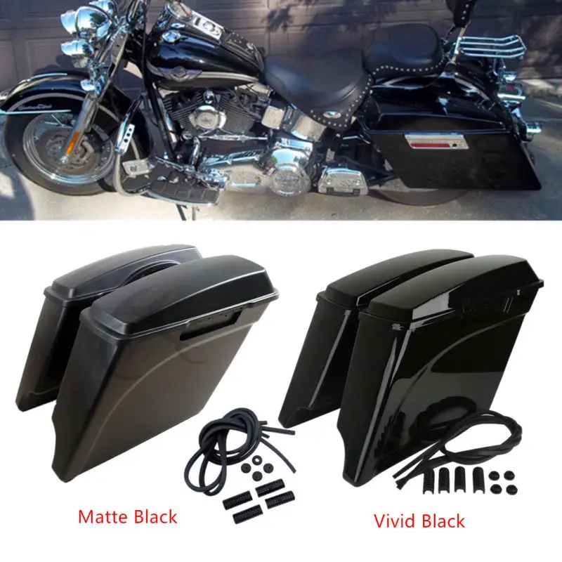 5" Stretched Extended Saddle Bags SaddleBag For Harley Touring Electra