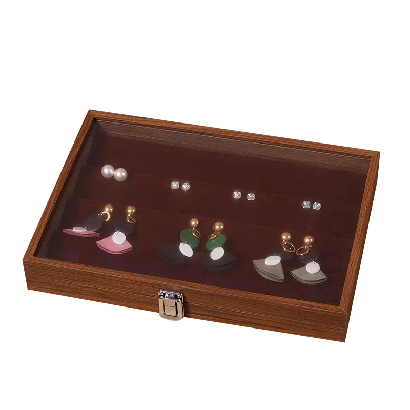 Walnut Wood Storage Box With Lid For Jewelry And Accessories Storing Bracelets Necklaces Rings Earrings Organizer Box 5