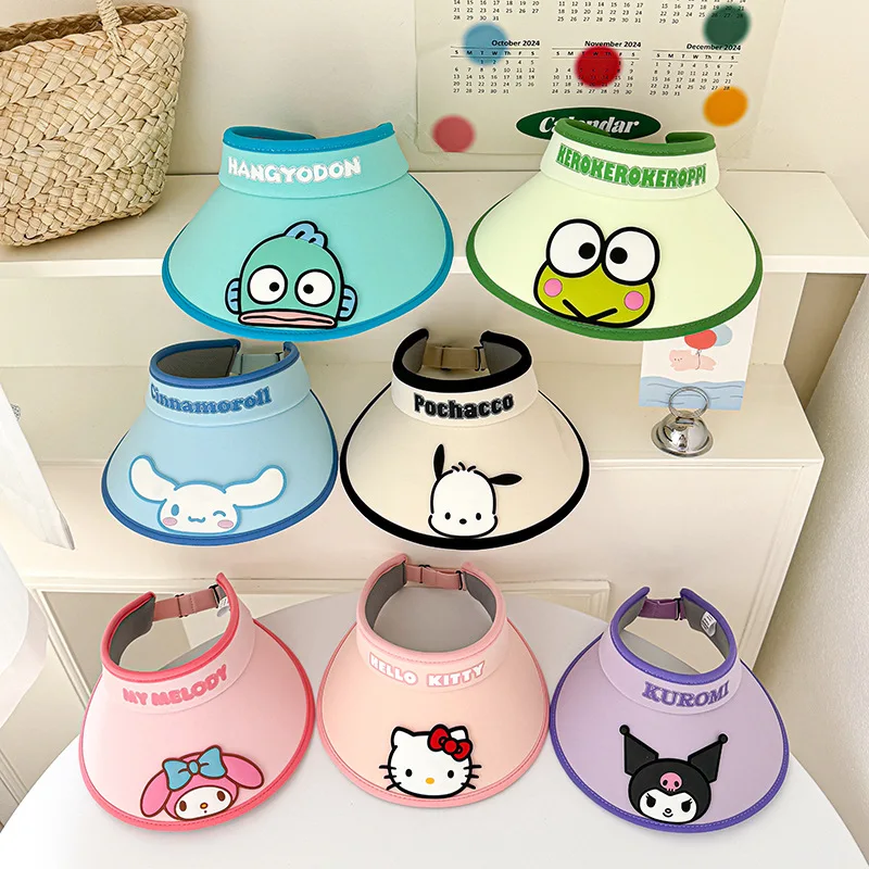 

Kawaii Sanrio Anime Sunhat Cute Kids Hello Kitty Kuromi My Melody Cartoon Summer Uv Resistant Overhead Sun Hat Gifts for Kids