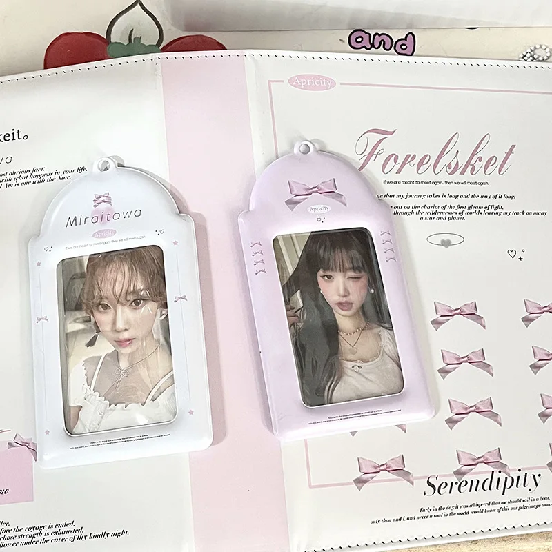 Card Holder Sweet Ballet Style Card Holders 3inch idol Photcards Protective Sleeves Kawaii Bow Cards Cover