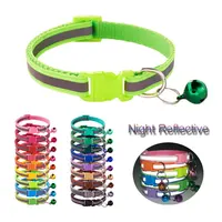 Reflective Cat Collar Safety Buckle with Bell Breakaway Pet Small Dog Collier Chain Necklace Personalized for Gatos Kitten Perro 1
