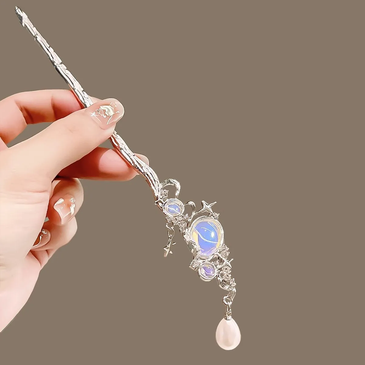 

Vintage Moonstone Hair Sticks for Women Retro Chinese Tasssel Hairpin Disk Hairsticks Hair Chopsticks Hair Accessories