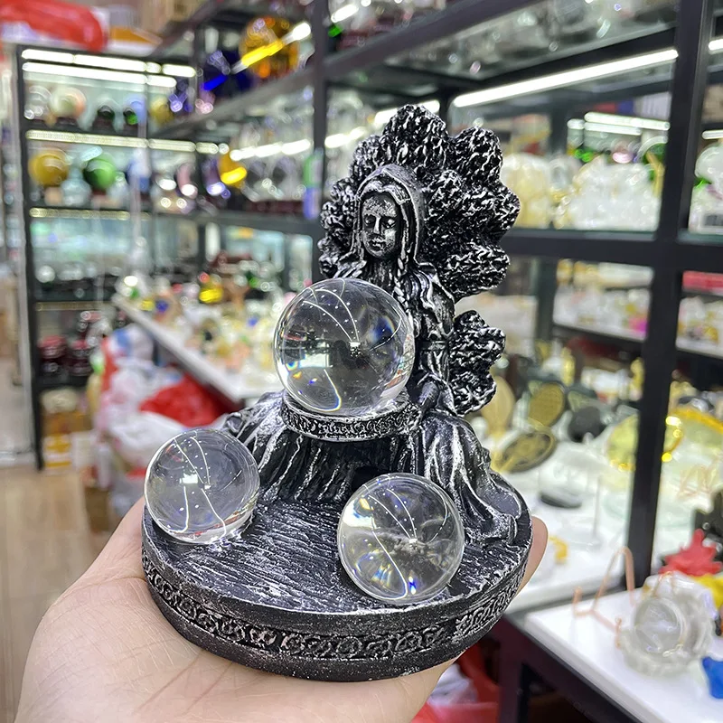 

Подставка для шариков, база из хрусталя в виде богини дерева, земли, сферические украшения из смолы, Круглый подставка для шариков, для офиса и рабочего стола
