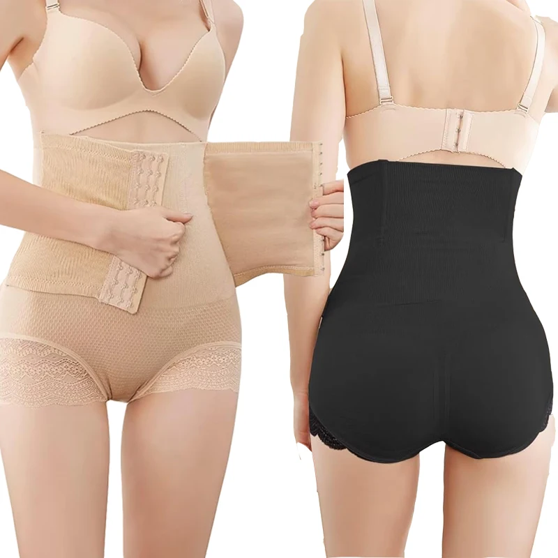 

Women Firm Tummy Control Butt Lifter Shapewear Panties High Waist Trainer Body Shaper Shorts with Hooks Female Slimming Panty
