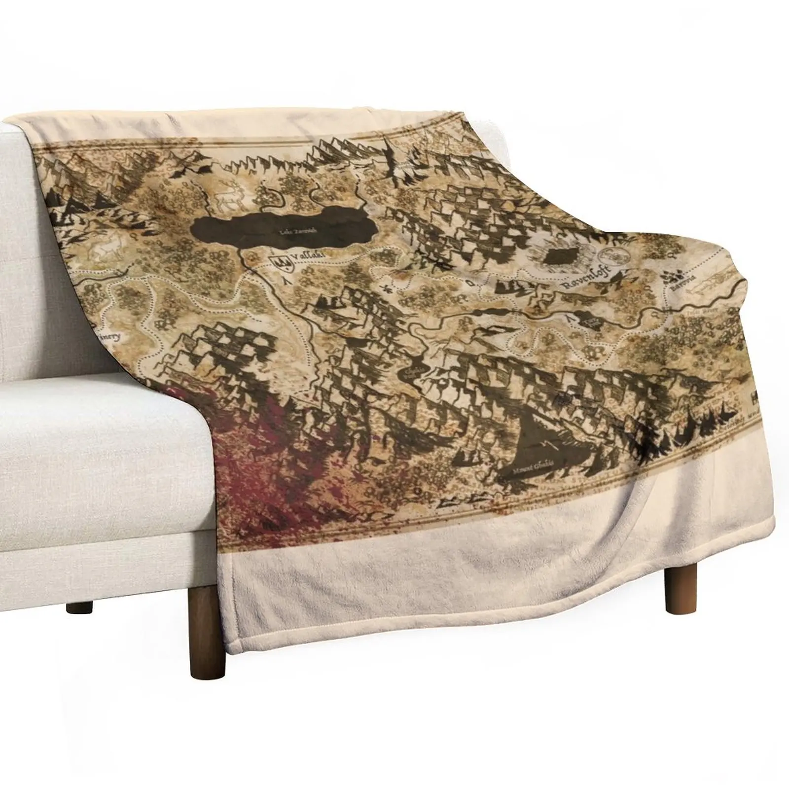 

Dr. Rudolf Van Richten's Annotated Map Of Barovia Throw Blanket Sofas Moving Blanket Cute Blanket Plaid Flannel Fabric
