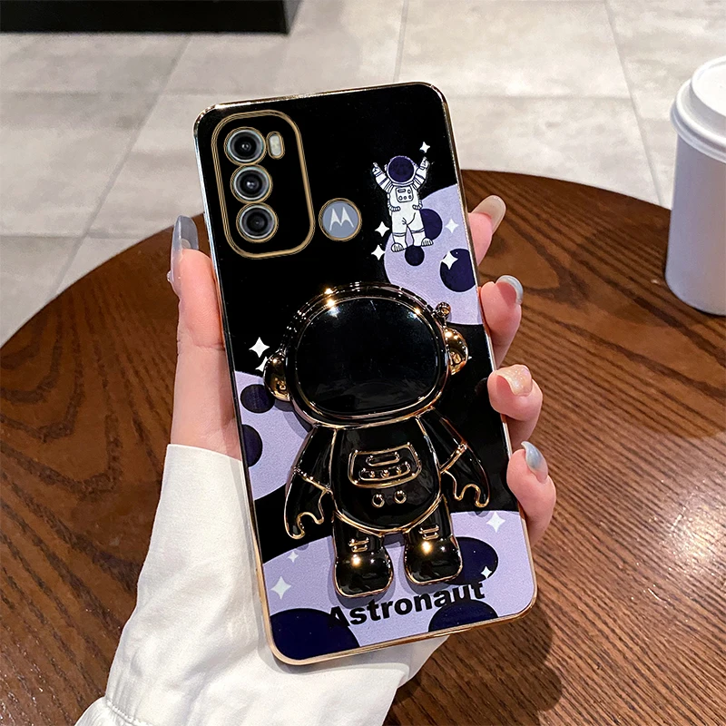 Cute Astronaut Plating Phone Holder Case - Stylish Protective Cover