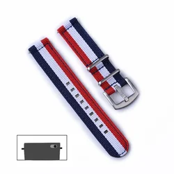 Premium Military - Style Nylon Quick Release Watch Strap - High Quality Replacement Bracelet - 18mm (Blue White Red)