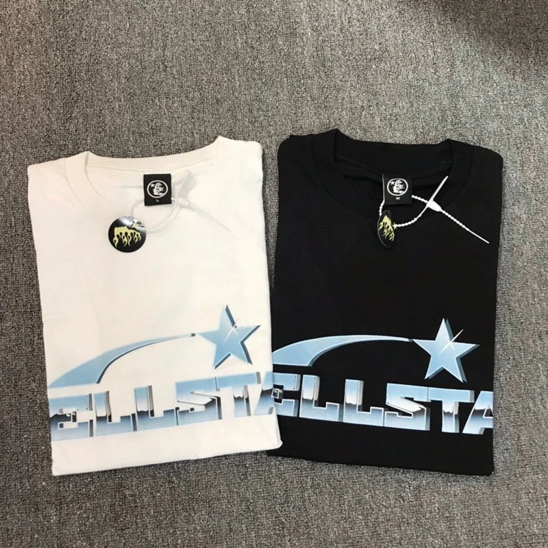 

Hellstar Oversized T-Shirts White Pure Cotton Logo Print Men's Women's 1:1 Black Short Sleeves