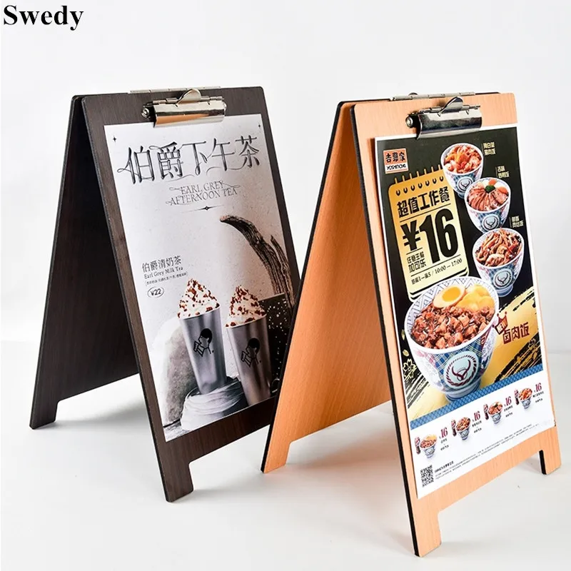 

A4 210x297mm Double Side Wood Sign Holder Display Stand File Document Flyer Price Listing Poster Board Menu Paper Holder