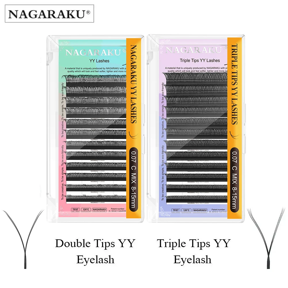 Eyelash Extensions NAGARAKU YY Shape Double and Triple Tips Hand Woven Makeup Mesh Net