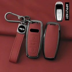 Premium Metal Leather Car Key Case Cover - Protective Shell & Keychain Accessory (Red Set2)