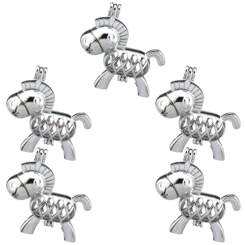 

Fashion Charm Donkey Pearl Cage Locket Aromatherapy Diffuser Pendant Necklace Bracelet Customied Jewelry Making 10Pcs Bulk