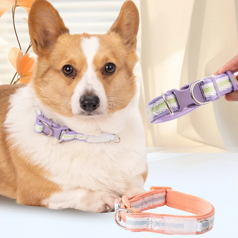 Adjustable Cotton Dog Collar With Plastic Buckle For Pets_voghion.com