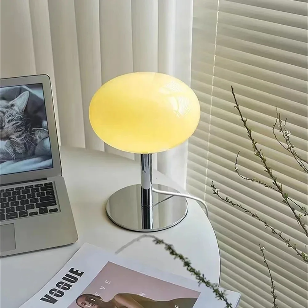 

100W Lollipop Table Lamp Medieval Cream Glass Lamp Living Room Bedroom Study Simple Atmosphere Retro Standing Lamp Home Decor