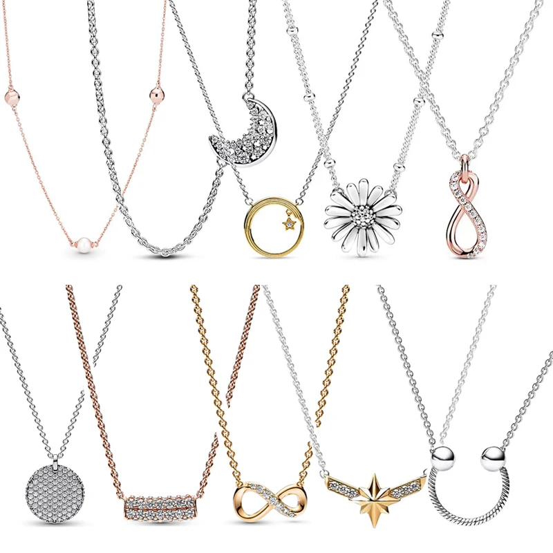 

Hot Sale high quality 100% 925 Sterling Silver Fit Original pan earrings necklace For Women luxury DIY Jewelry wedding gift