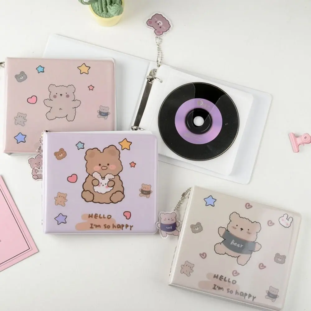 아이돌 카드 수집 곰 포토 카드 거치대, 투명 내부 페이지 10 장, 곰 사진 앨범 게임 카드 보호대 카드 필름