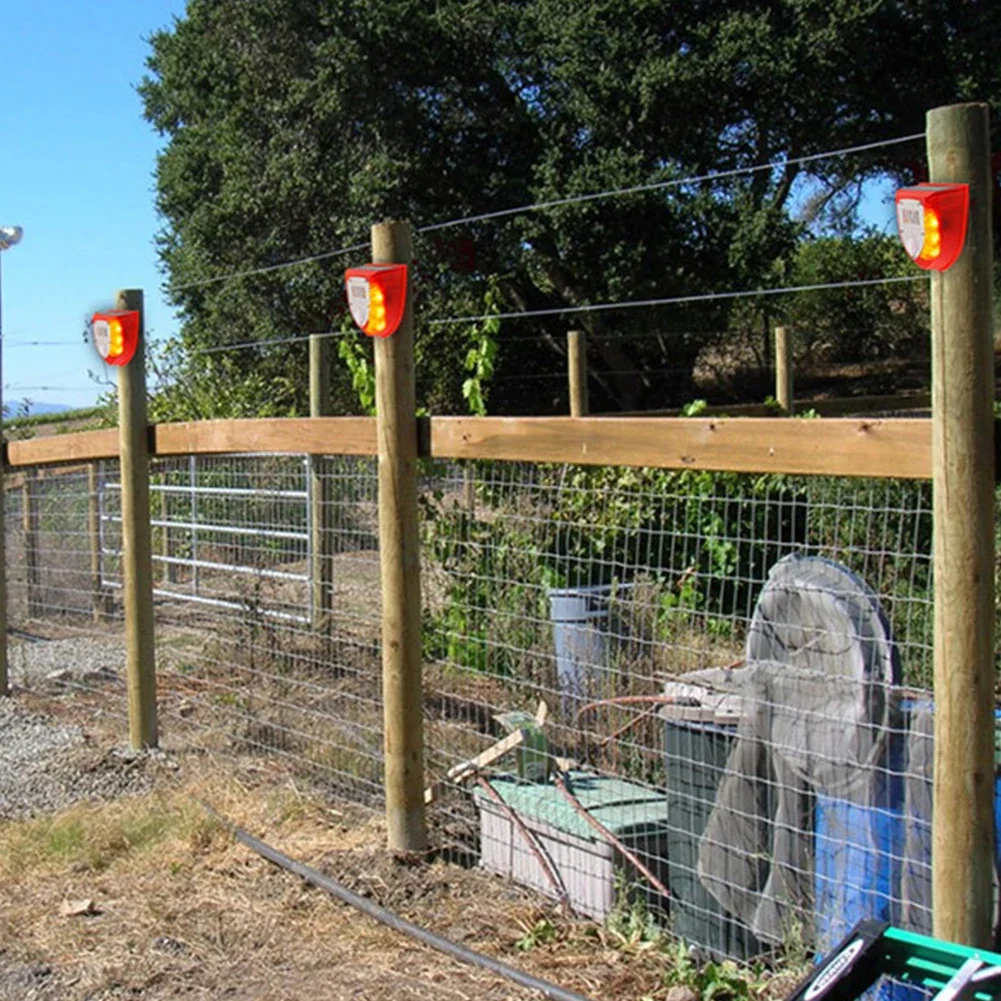 Outdoor Solar Alarm with Motion Sensor Gunshot Sounds & Dog Barking Sound & Strobe Light Security Alarm Siren for Farm Barn Yard