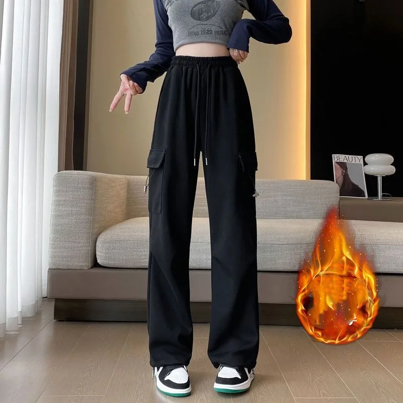 Women's Autumn Winter Drawstring Elastic High Waist Solid Pockets Casual Workwear Harlan Trousers Fashion office lady Pants