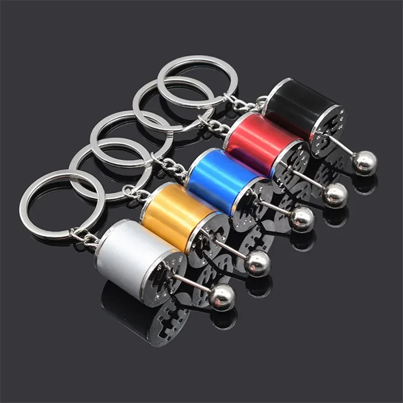 Key Chains Creative Car 6 Speed Gearbox Gear Head Keychain Manual Transmission Lever Metal Key Ring Car Refitting Metal Pendant