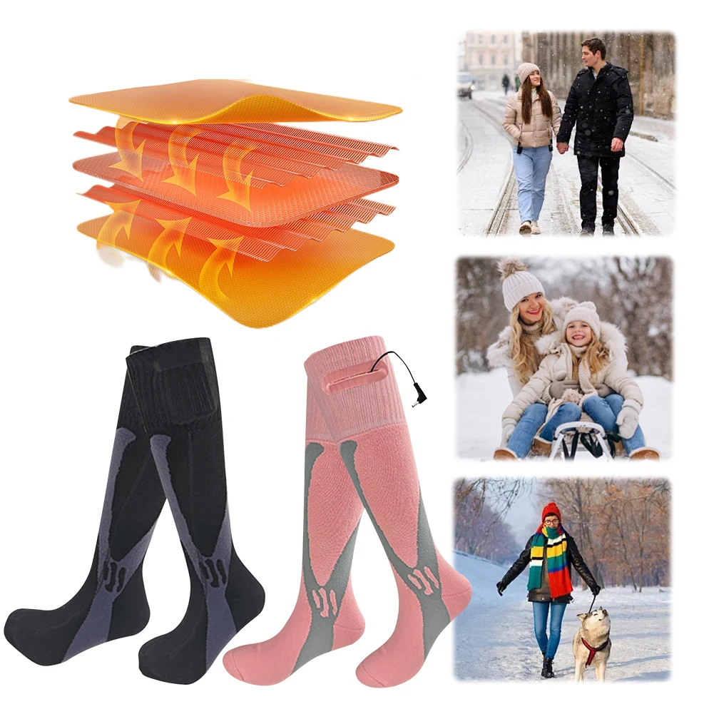 Electric Heated Socks Battery Heated Socks Fast Heating Rechargeable Skiing Sock Outdoor Sport Socks for Fishing Cycling Hunting