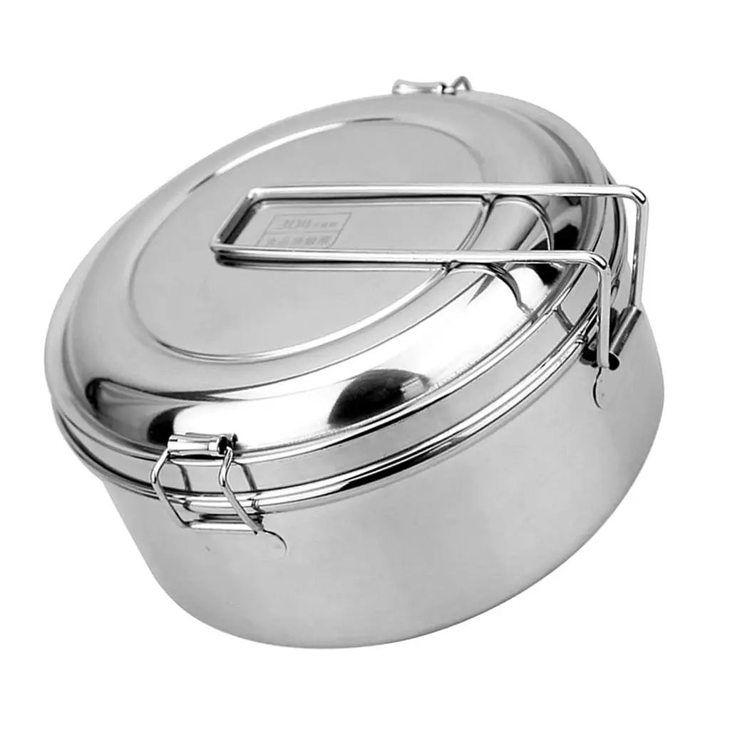 Round Portable Outdoor Bento Box for School Kids Stainless Steel Mess Tin,Keep