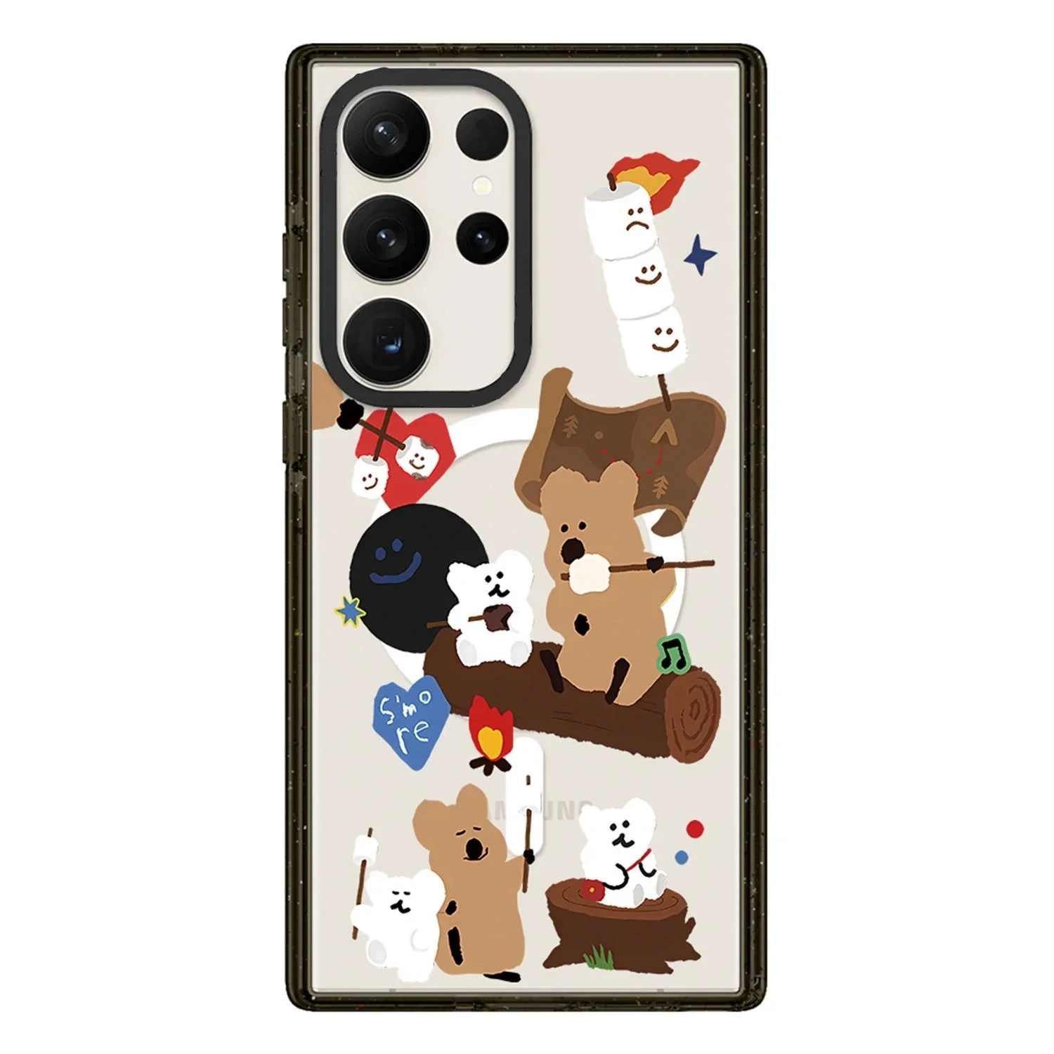 Rabbit Bear MagSafe Acrylic Black Border Magnetic Phone Case for Samsung Galaxy S22U S23 Ultra S24 Ultra Cover Protective Shell