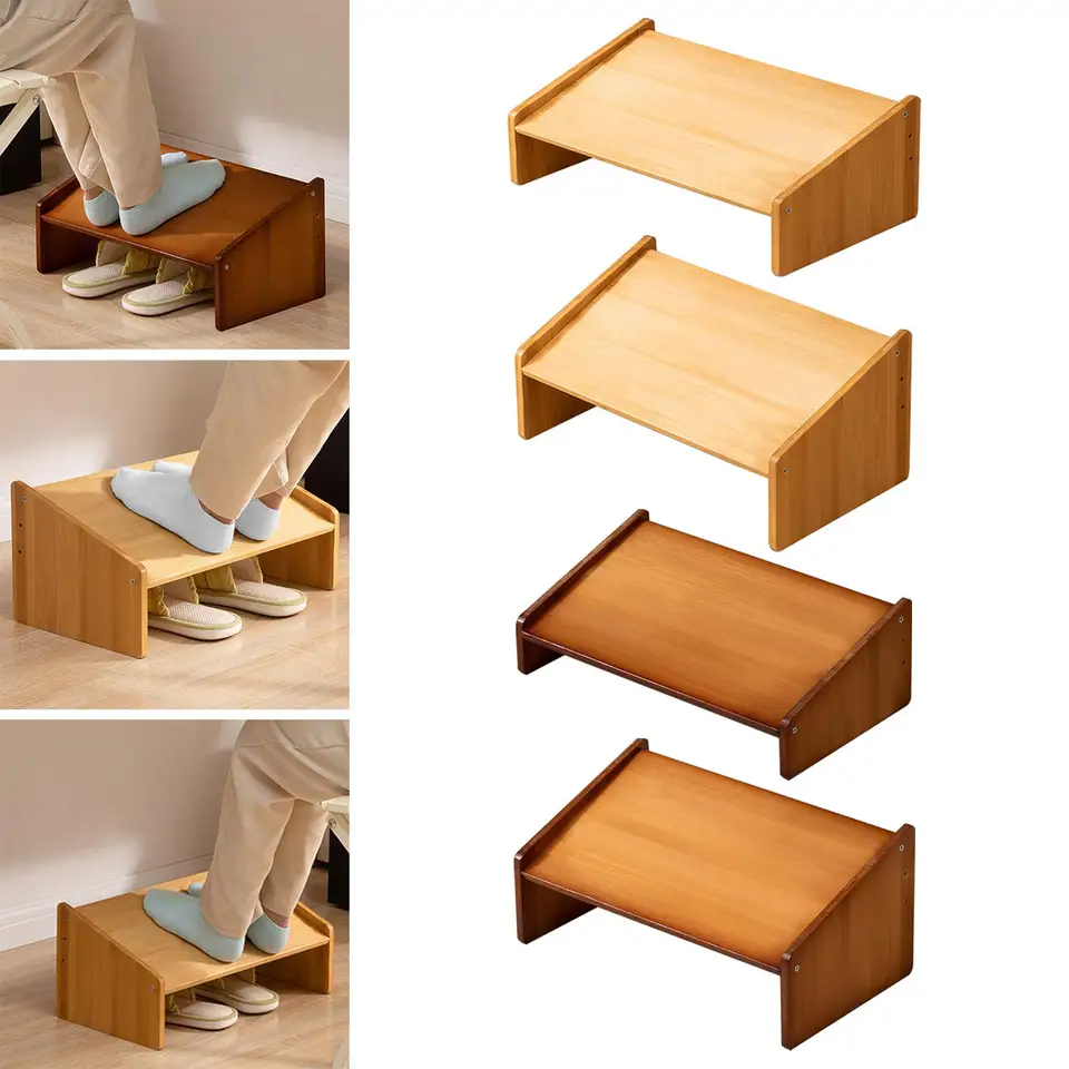 LUOZZY Wooden Foot Stool – Slanted Under Desk Foot Rest, 11.8"x8.3"x4.3", No Assembly Needed