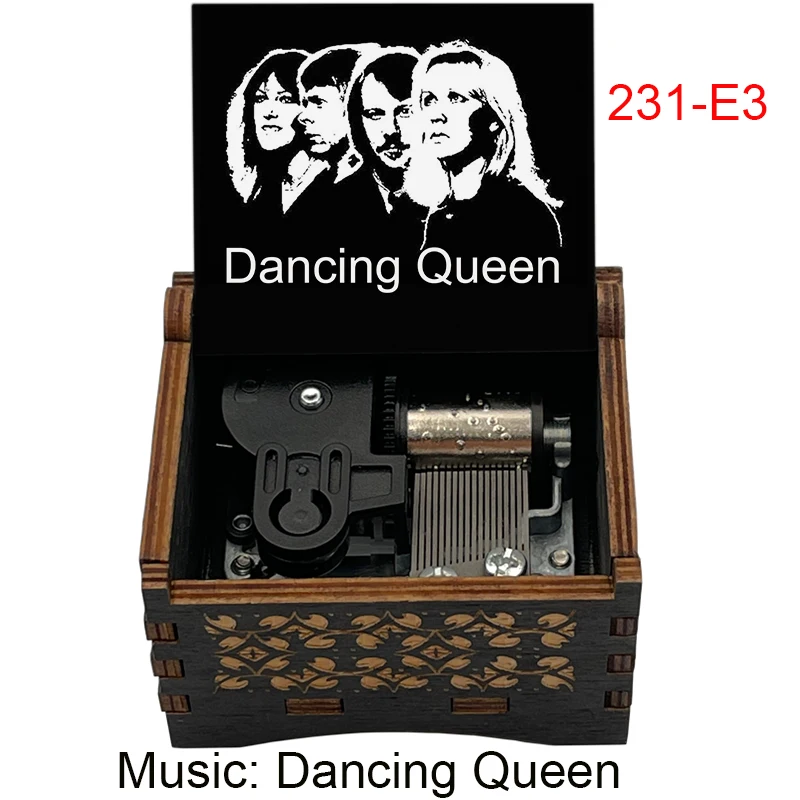Dancing Queen Wind Up 18 note Music Box Wood Mechanism Musical Gifts for Birthday Valentine's Day Christmas Thanksgiving