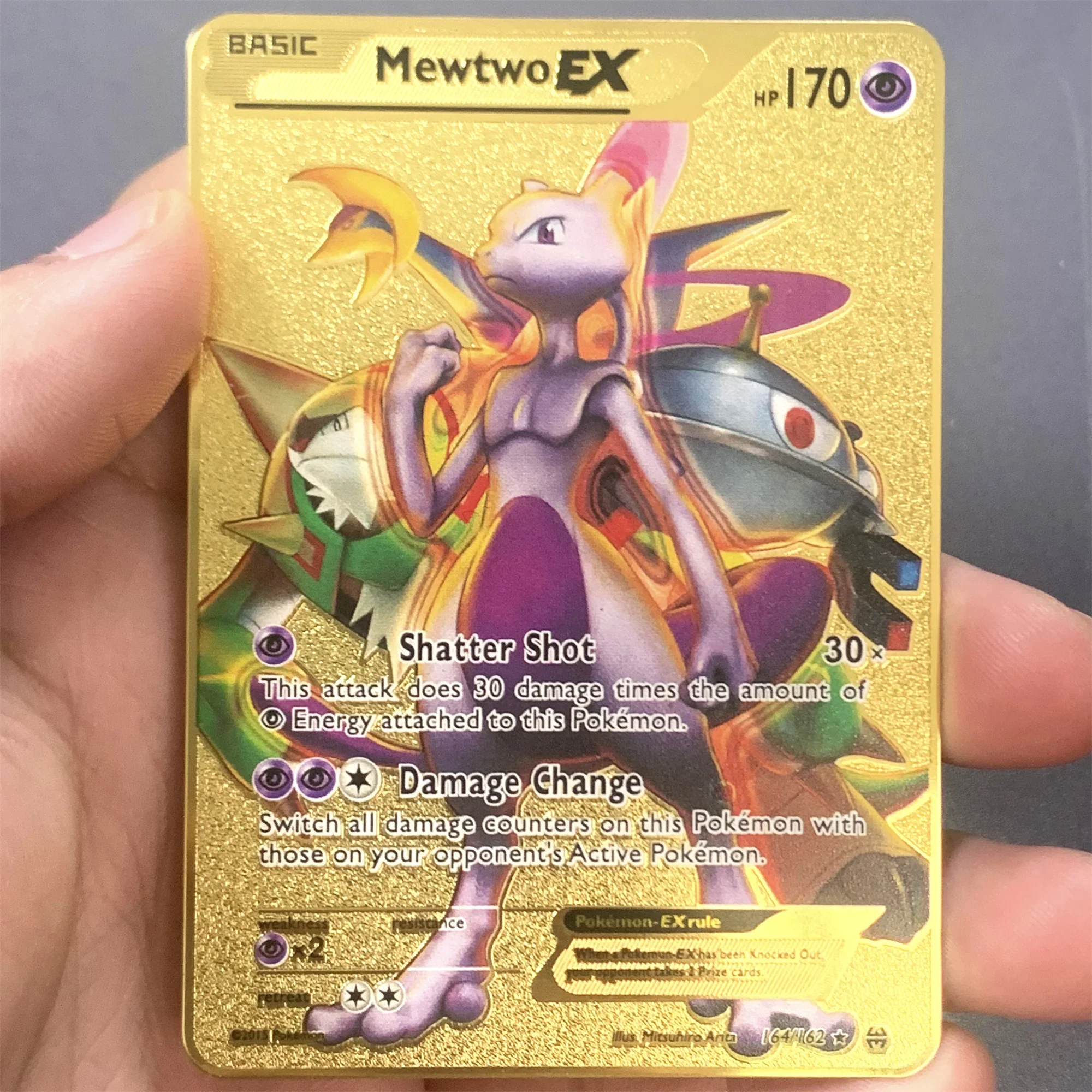 thumbnail image 1 of English Cards Gold DIY Metal Card Hard Iron Cards Pikachu Mewtwo Gx Charizard Vmax Package Game Battle Collection Gifts, 1 of 5