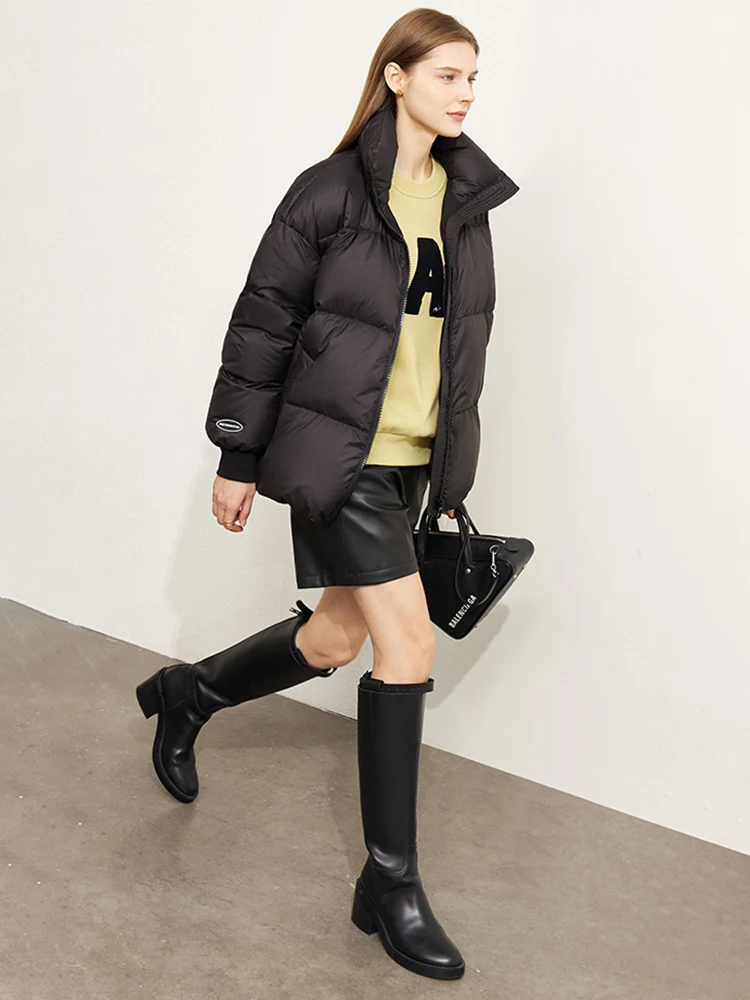 AMII Minimalist Down Jacket For Women Bread Coat Solid Short Female Quality Fashion Loose Winter Outerwear 12344023 women down jacket