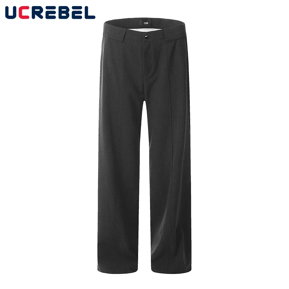 

Straight-leg Casual Tailored Pants Mens Autumn Simple Basic Loose Trousers Men