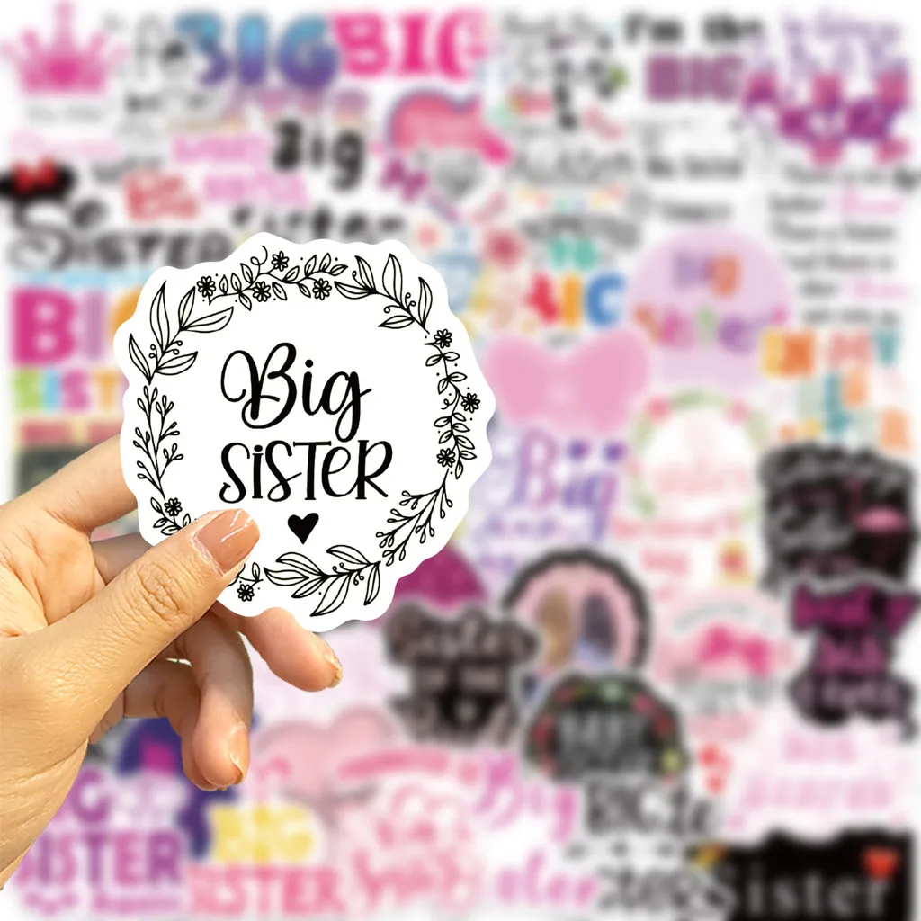 50개 핑크색 '큰 언니' 창의적인 스티커 - 기타, 노트북 및 여행 가방용 방수 DIY 장식 BulingBulingStickers Store