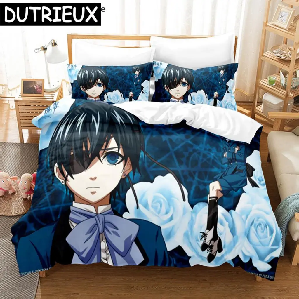 

Black Butler Anime Bedding Set Duvet Cover Pillowcases Single Twin Full Queen King Kids Teens 3D Duvet Cover Sets Duvet Cover