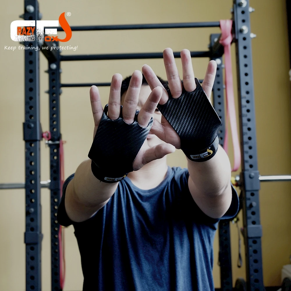 Carbon Gymnastics Hand Grips Weightlifting Workout Gym Gloves Palm Protection for Kettlebell Pull Up Gymnastic Crossfit Grip 4