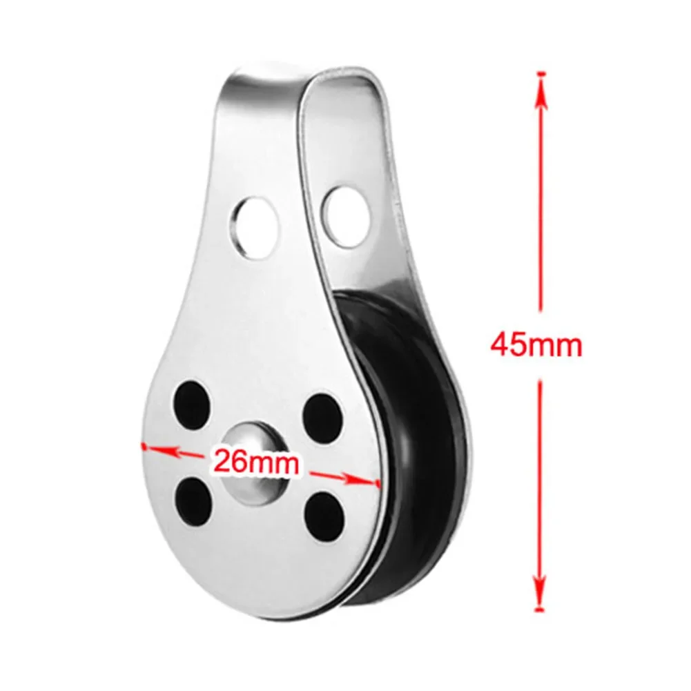 26mm Stainless Steel Pulley Single Wheel Swivel Lifting Rope Pulley Set Lifting Wheel Tools Runner Kayak Boat Accessories