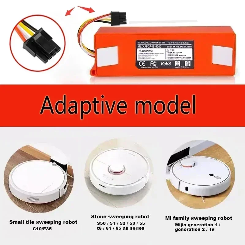 Original Battery Xiaomi Roborock Robotic Vacuum Cleaner S55 S51 S60 S65 S50 S5 MAX S6 Parts 14.4V 12800mAh power tool battery rechargeable battery vacuum cleaner battery battery replacement
