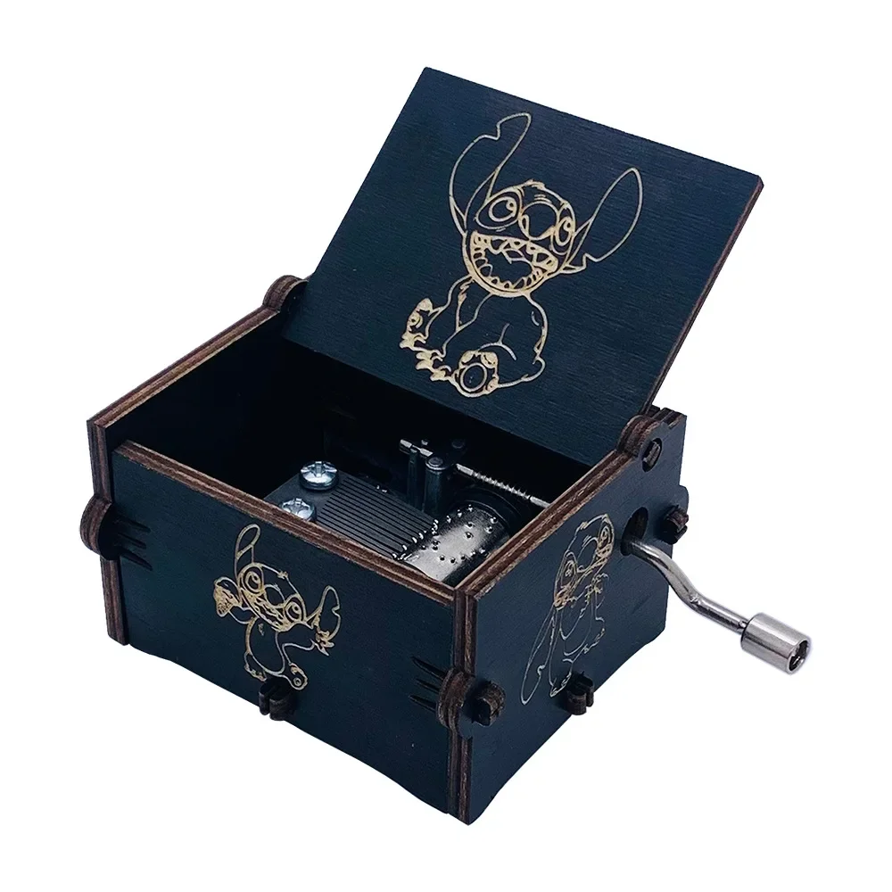 Carousel Music Box Music Box New Stitch Music Box Cute Cartoon Wooden Vintage Hand-Cranked Musical Box