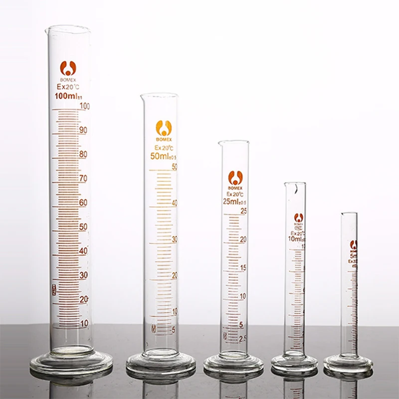 Cylindre de mesure gradué professionnel en verre épais, outil 5ml 10ml 25ml 50ml 100ml, cylindre de mesure pour fournitures de laboratoire 1 pièce
