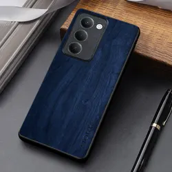 Elegant Wooden Pattern PU Leather Phone Case - Unique and Lightweight Design for Redmi 10 4G (Dark blue)