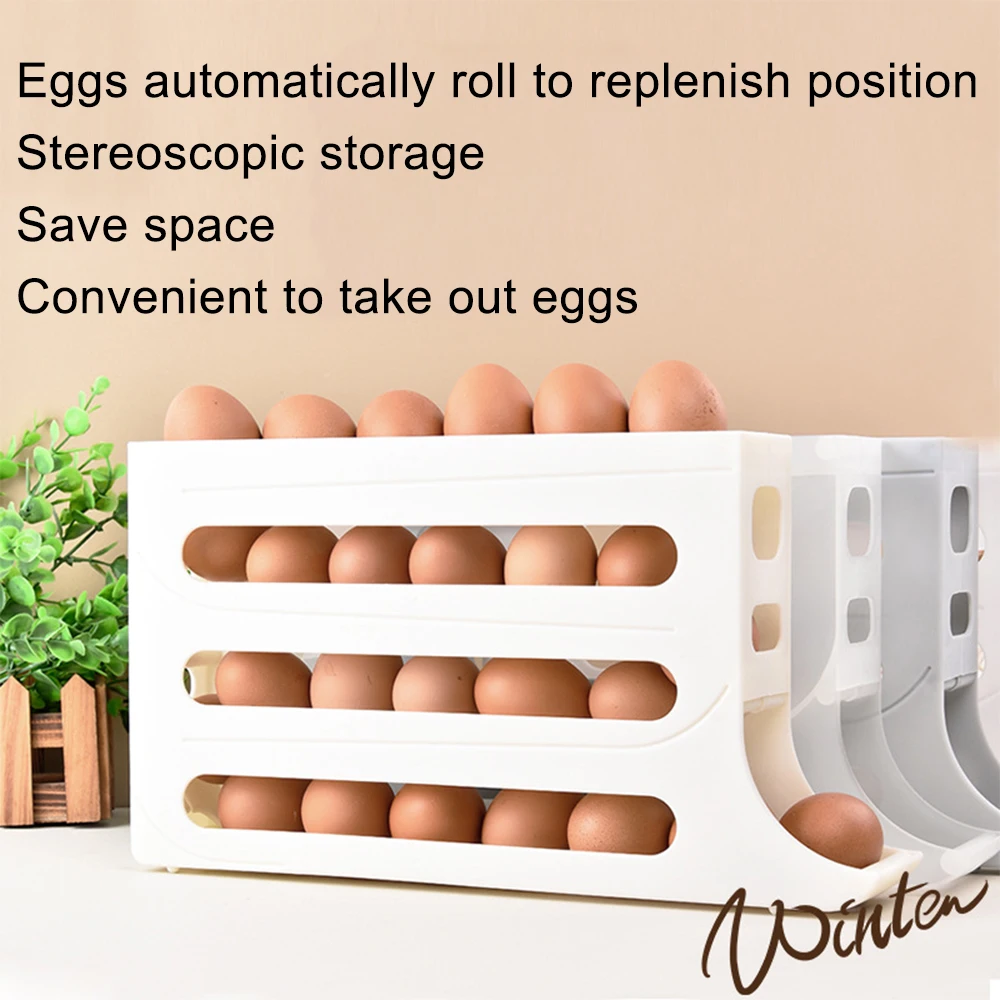 

Коробка для хранения яиц, бытовая четырехуровневая скользящая коробка для хранения яиц, боковая дверь холодильника, коробка для хранения, автоматическая машина для скручивания яиц