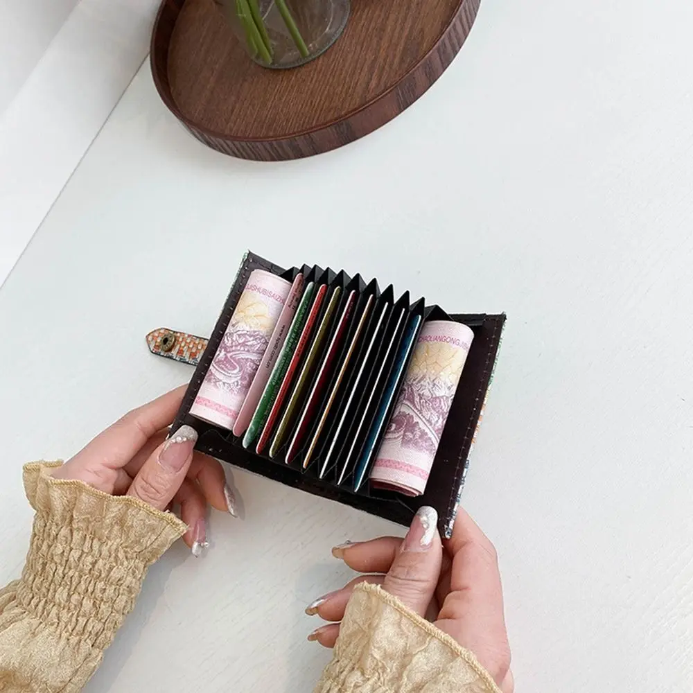 

Bag Multi Card Pockets Coin Purse Ethnic Style Plaid Lattice Women Wallet Organ Card Holder Women Card Bags Credit Card Clip