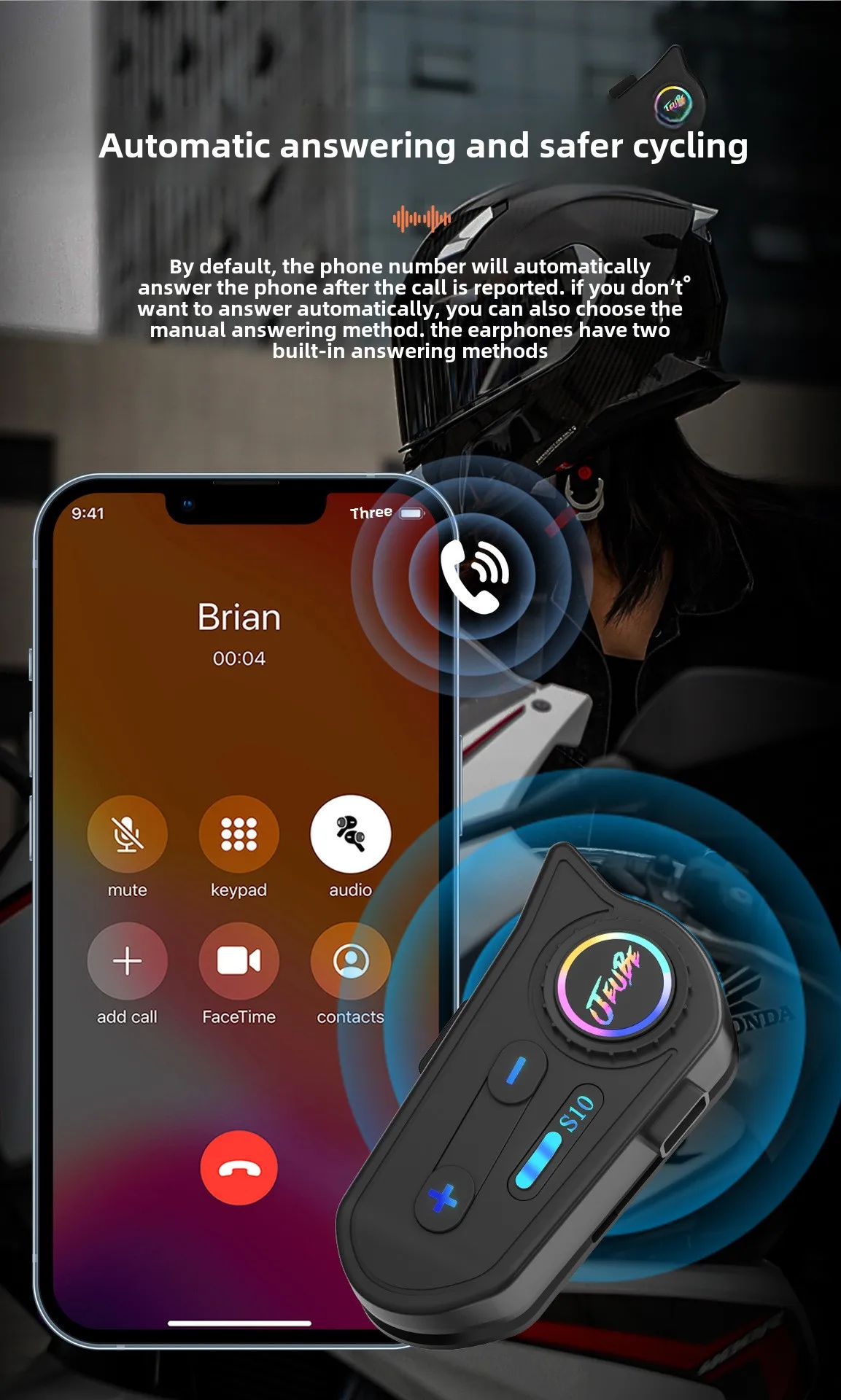 Wireless helmet Bluetooth headset Motorcycle helmet Bluetooth headset Waterproof